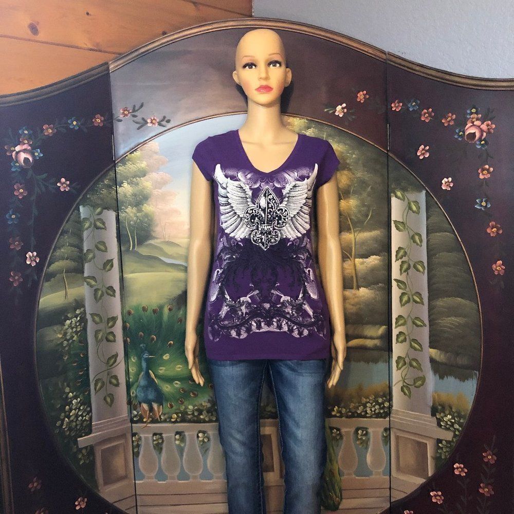 LOVE LOVE LO Purple Screen S/S Tee- L